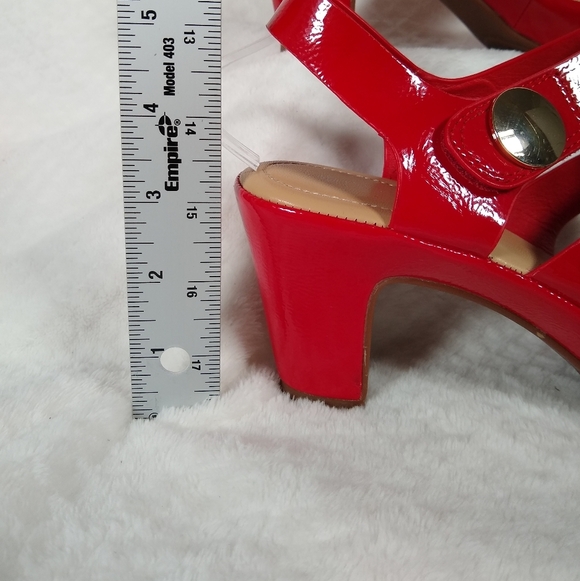 NWOT Red Strappy Platform Sandals with Gold Accents by Patrizia Sz 39 - Picture 8 of 9